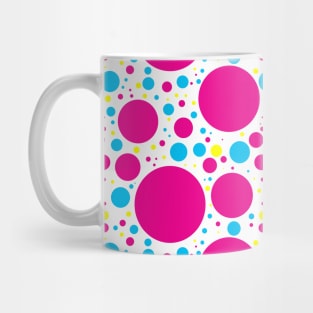 Pink, Blue and Yellow Dots on White Pattern Mug